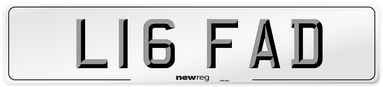 L16 FAD Number Plate from New Reg